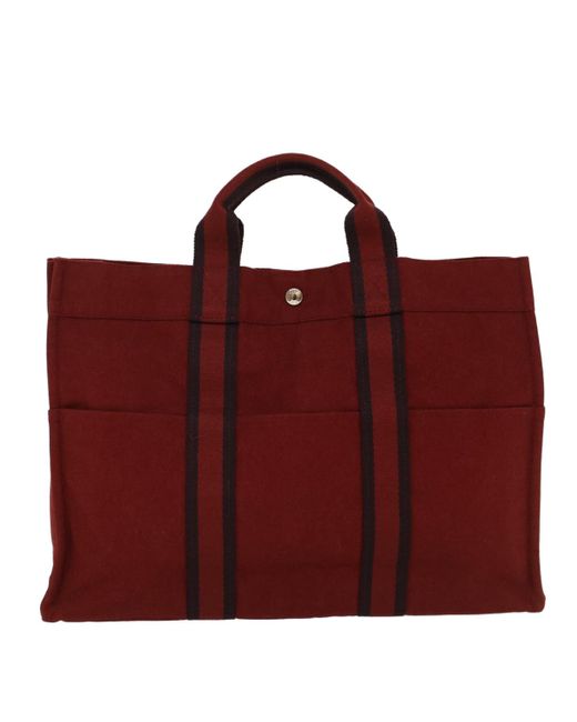 Hermès Red Herline Canvas Tote Bag (pre-owned)