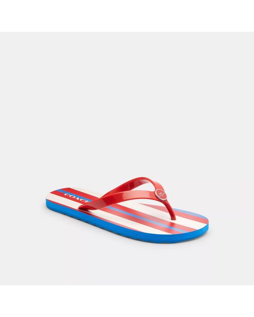COACH Zayn Flip Flop With Stripe Print in Red | Lyst