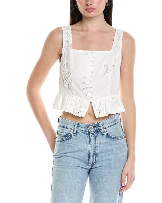 Seraphin Blue Embroidered Top