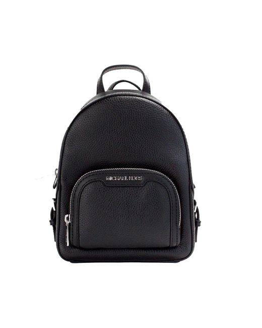 Michael Kors Black Jaycee Mini Xs Pebbled Leather Zip Pocket Backpack Bag