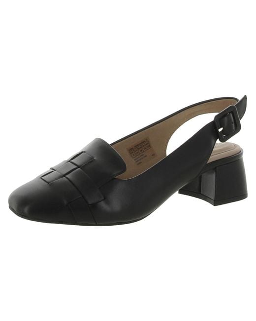 Rockport Black Esma Leather Woven Loafer Heels