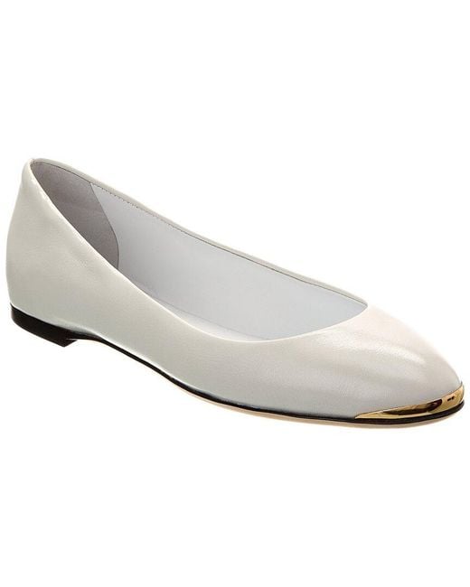 Giuseppe Zanotti White Amur 2.0 Leather Flat
