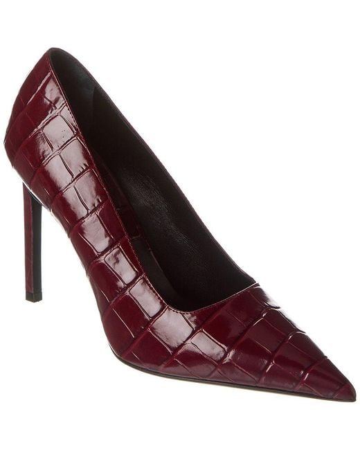 Michael Kors Martine Runway Croc-embossed Leather Pump in Red | Lyst