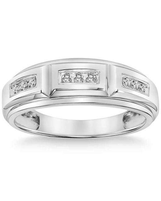 Pompeii3 Metallic 1/4ct Tw Round Diamond Nine Stone Wedding Ring High Polished Band 10k Gold