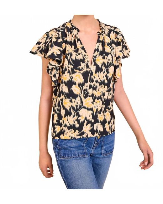 Ulla Johnson Blue Lilo Flutter Sleeve Blouse