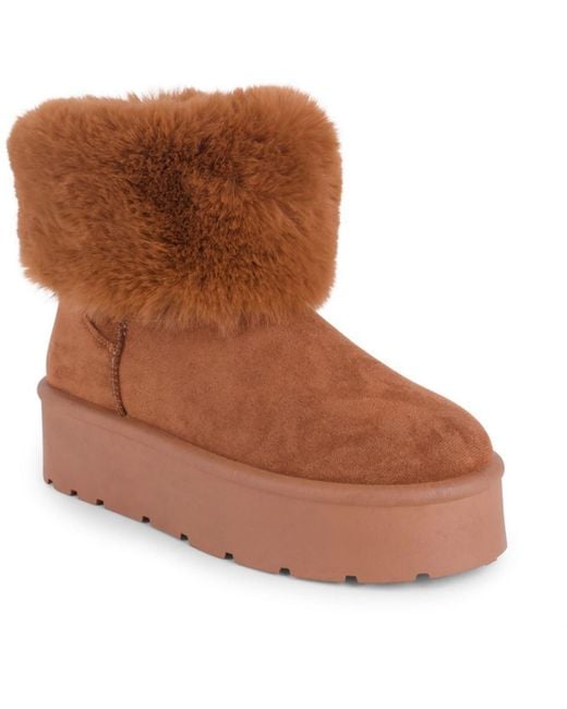 Danskin Women's Brown Donut Faux Fur Booties