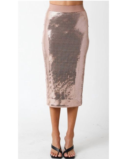 Olivaceous Pink Sequin Midi Skirt