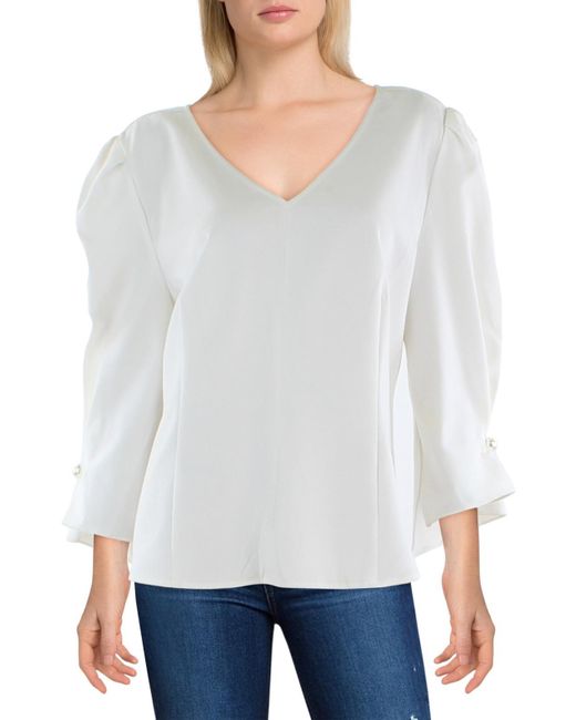 Gracia White Puff Sleeve Fitted Blouse