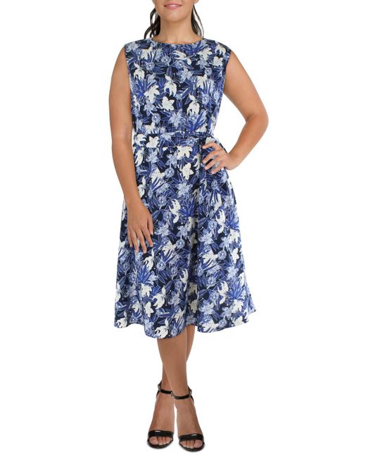 Lauren by Ralph Lauren Blue Belted Long Maxi Dress