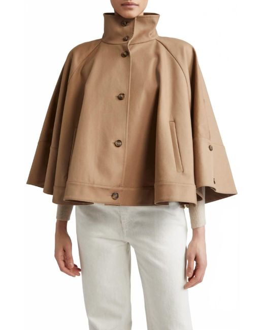 Max Mara Brown Fulcro Cropped Water Repellent Gabardine Cloak
