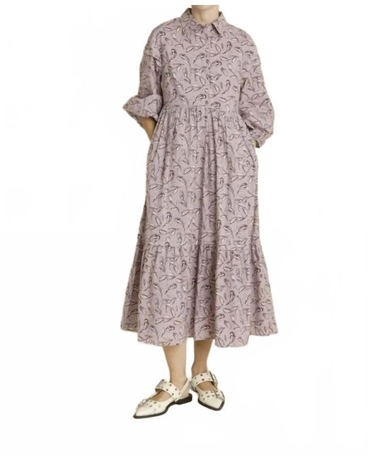 AUREUM Blue Presley Pintuck Midi Shirt Dress
