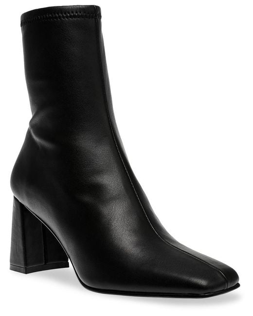 Steve Madden Black Harli Faux Leather Square Toe Ankle Boots