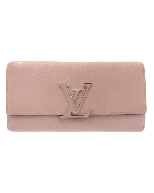 Louis Vuitton Pink Capucines Leather Wallet (pre-owned)
