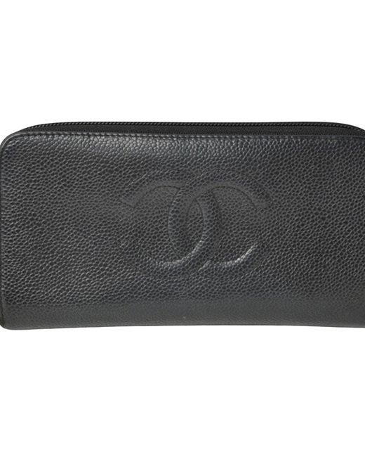 Chanel Logo Cc Leather Wallet (pre-owned) in Black