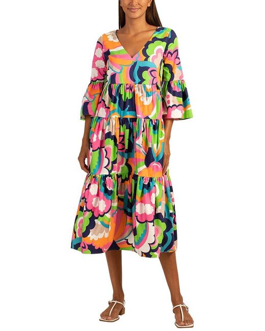 Trina Turk Multicolor Oversized Flower Midi Dress