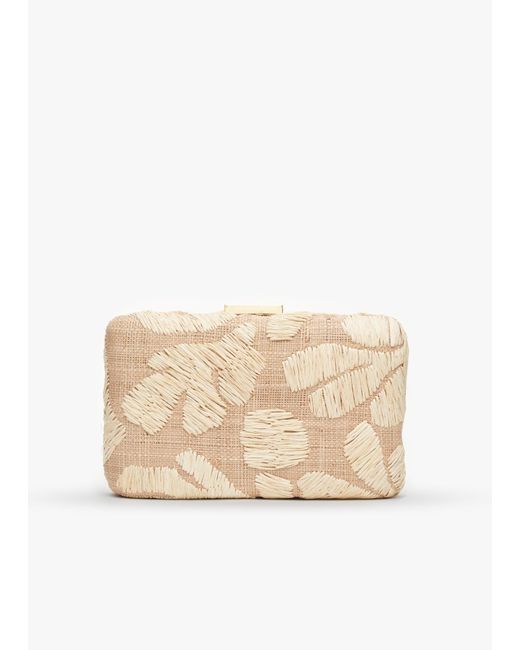 Kayu Natural Frances Embroidered Straw Clutch Bag