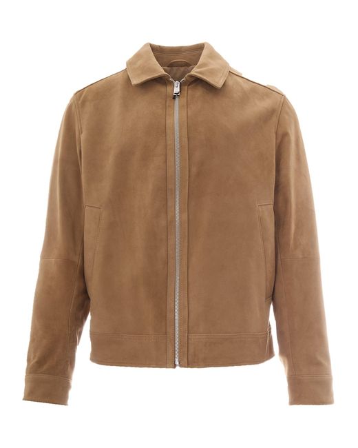 Boss Brown Suede Zip-Front Jacket for men