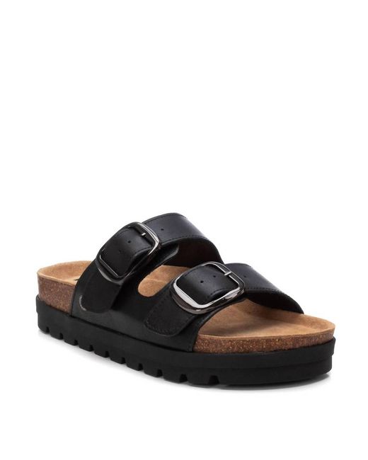 Refresh Black Leather Sandals
