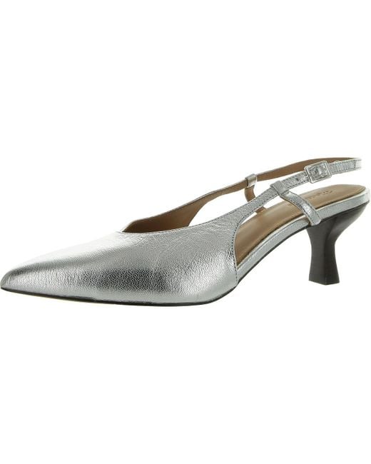 Madewell Gray Metallic Pointed Toe Kitten Heels