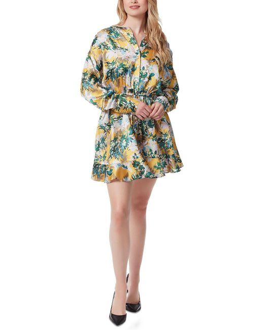 Jessica Simpson Green Shiloh Satin Fit & Flare Dress
