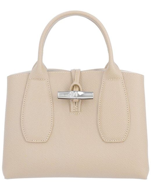 Longchamp Natural Roseau Small Leather Handbag