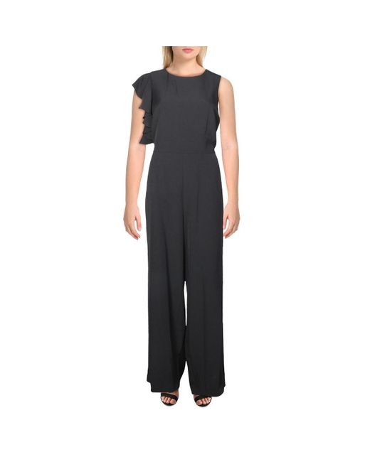 Julia Jordan Black One Shoulder Ruffled Jumpsuit