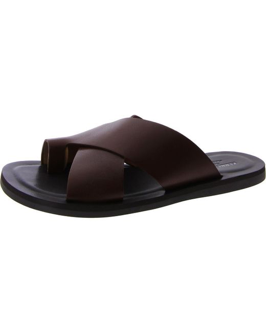 Kenneth Cole Brown Ideal Leather Slip On Slide Sandals for men