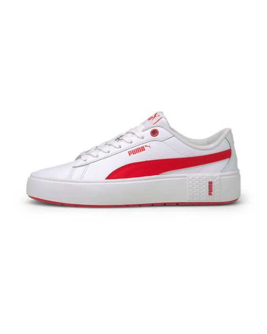 PUMA Smash Platform V2 Sneakers in White/Poppy Red (White) | Lyst