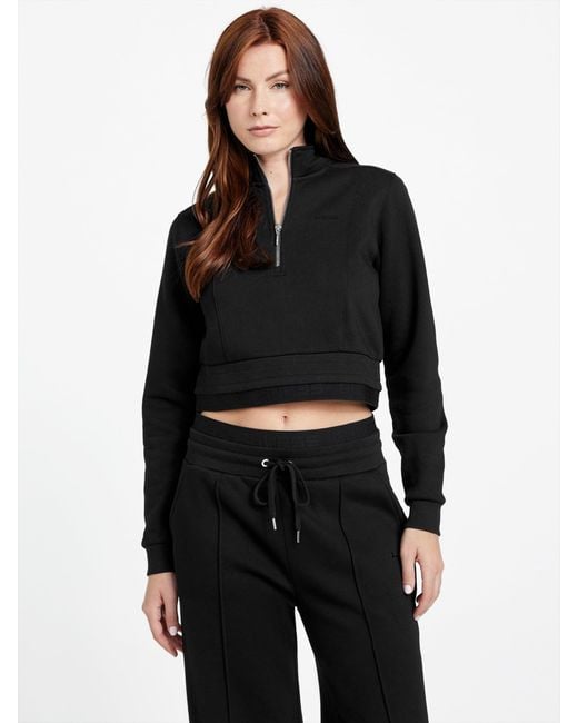 Guess Black Livy Half-Zip Pullover Sweatshirt