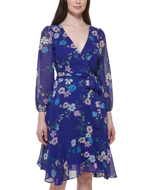 Jessica Howard Blue Floral Midi Fit & Flare Dress