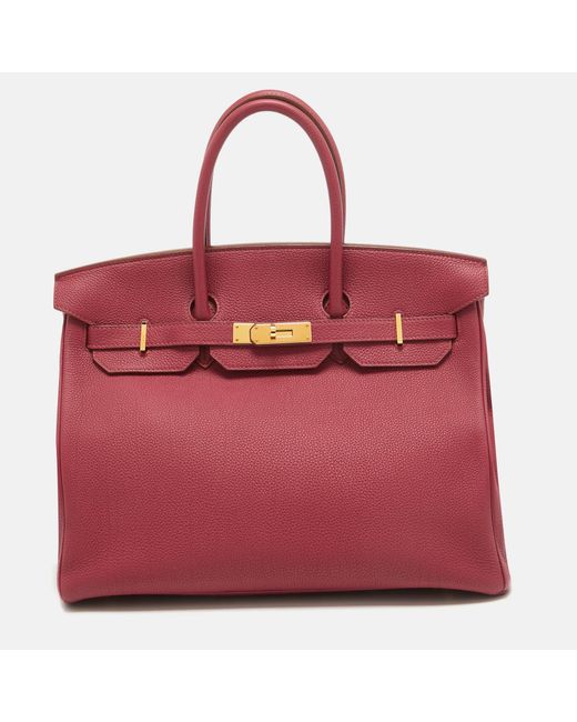 Hermès Red Ruby Togo Leather Gold Finish Birkin 35 Bag