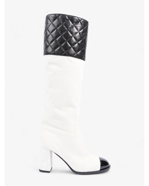 Chanel Black Knee High Boots / Velvet