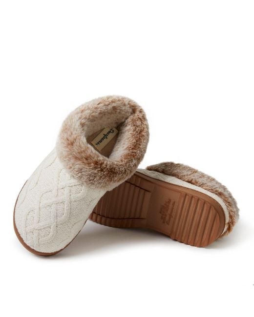 Dearfoams Hannah Chenille Knit Clog Slippers in Brown Lyst