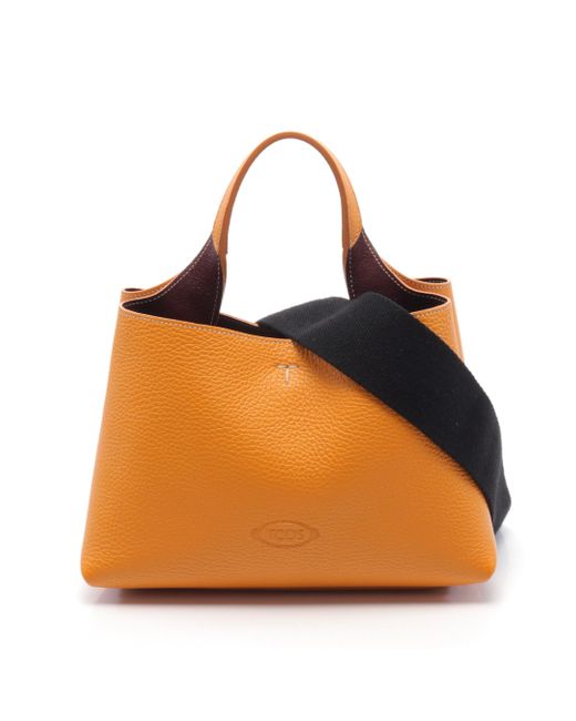 Tod's Orange Handbag Tote Bag Leather 2way