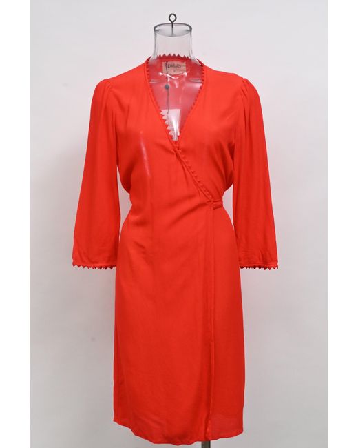 Ba&sh Red Wrap Knee Length Dress