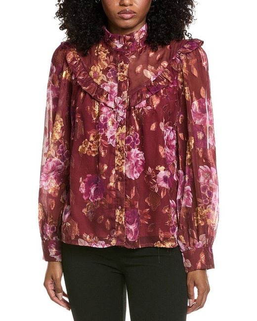 Fate Red Floral Blouse