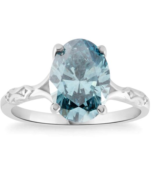 Pompeii3 2ct Oval Blue Diamond Solitaire Engagement Ring 14k Gold Lab Grown