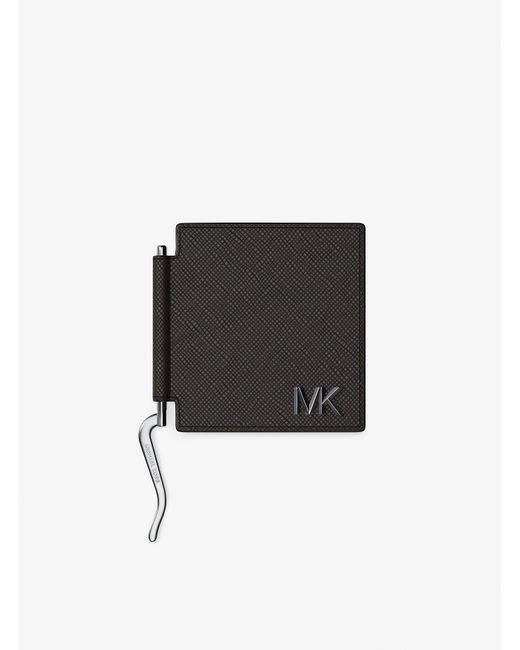 Michael Kors Black Edison Scratch-Resistant Leather Card Case With Money Clip for men