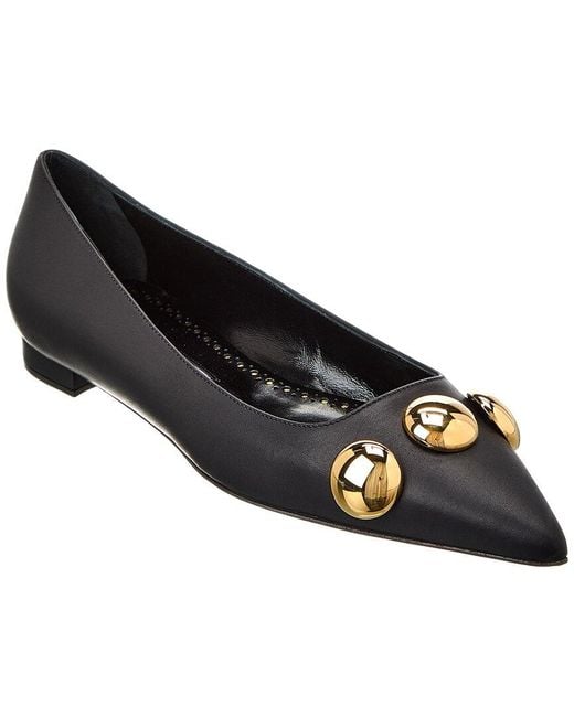 Manolo Blahnik Black Chappa Leather Flat
