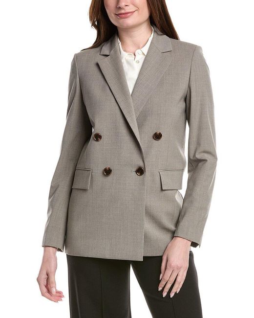 Theory Gray Oversized Wool-Blend Blazer