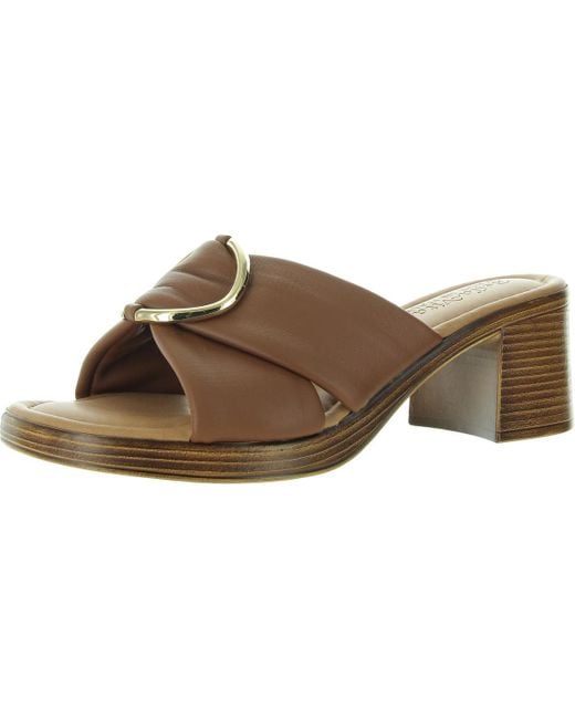Bella Vita Brown Buckle Leather Block Heel
