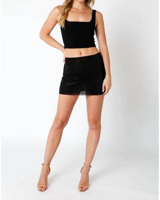Olivaceous Black Jewel Mesh Mini Skirt