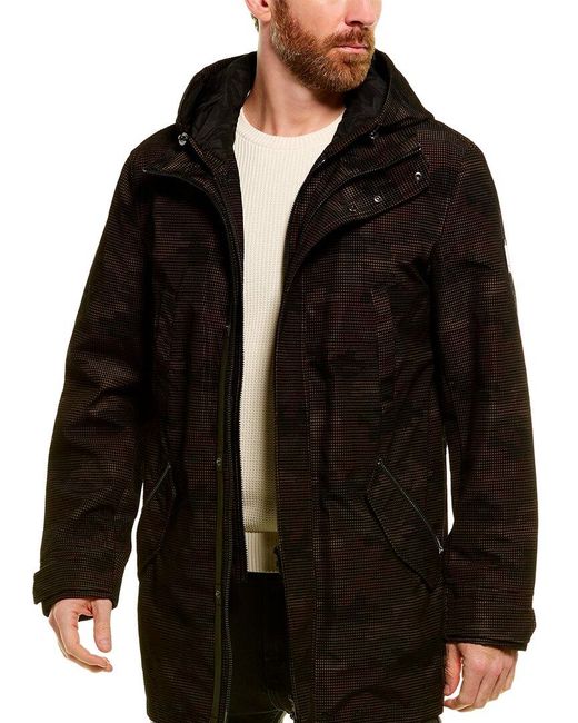 Mackage Black Edward Leather-trim Parka Jacket for men