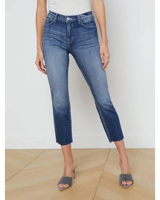 L'Agence Blue Sada Slim-leg Cropped Jean