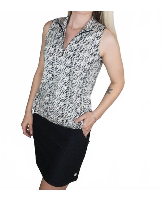Lulu-B Blue Chevron Zip Tank Top
