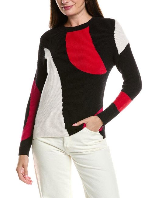Tahari Red Color Block Sweater