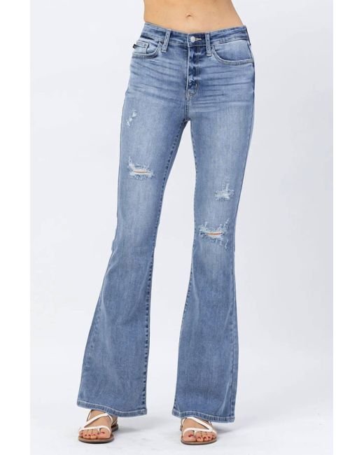 Judy Blue Blue Hi-Rise Destroyed Fit & Flare Jean