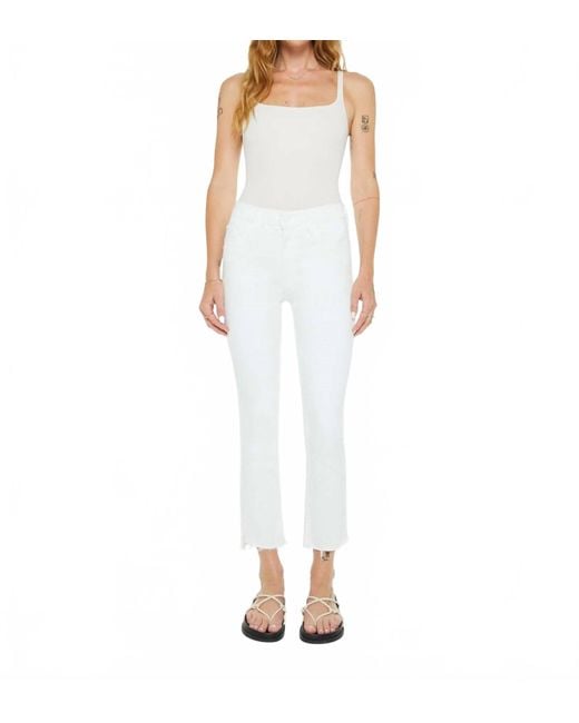Mother White Insider Crop Step Fray Jean