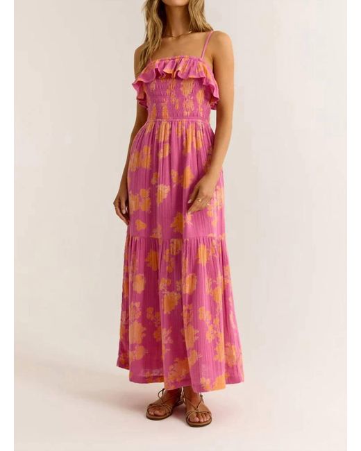 Z Supply Pink Bahari Sunshine Floral Midi Dress