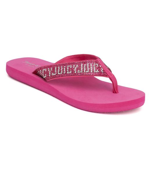 Juicy Couture Pink Shockwave Rhinestone Toe-post Flip-flops
